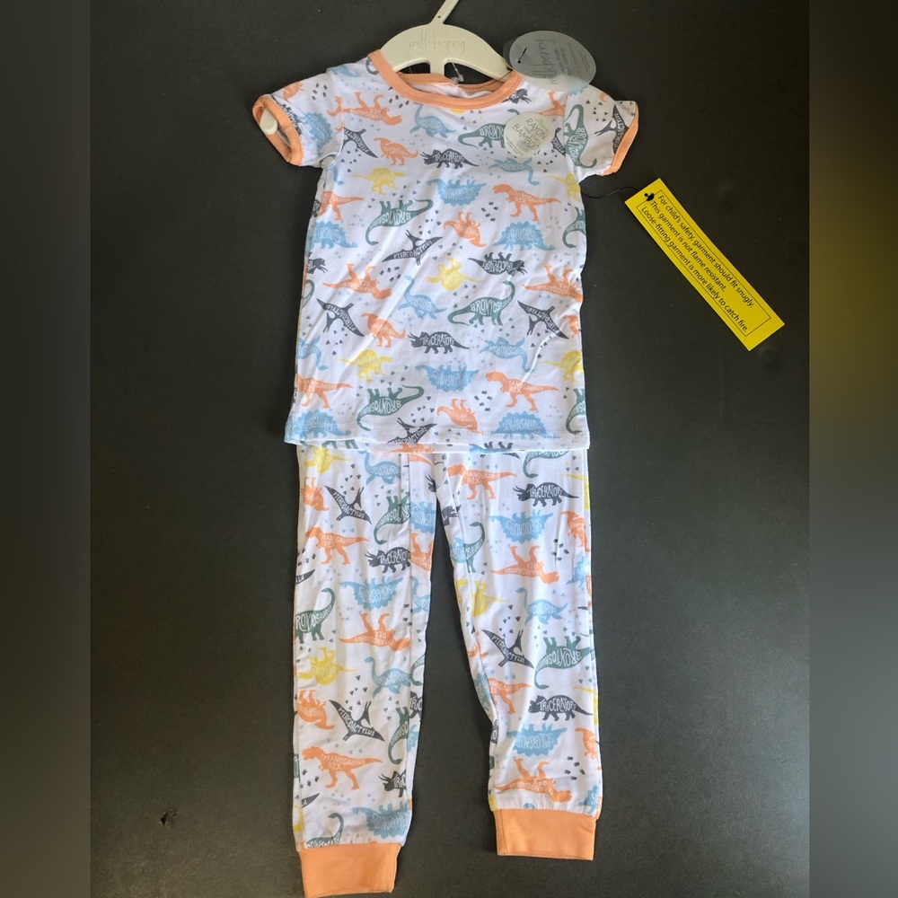 Milkberry Boys Dinosaur 2 Piece Pajama Set 24 Months NWT